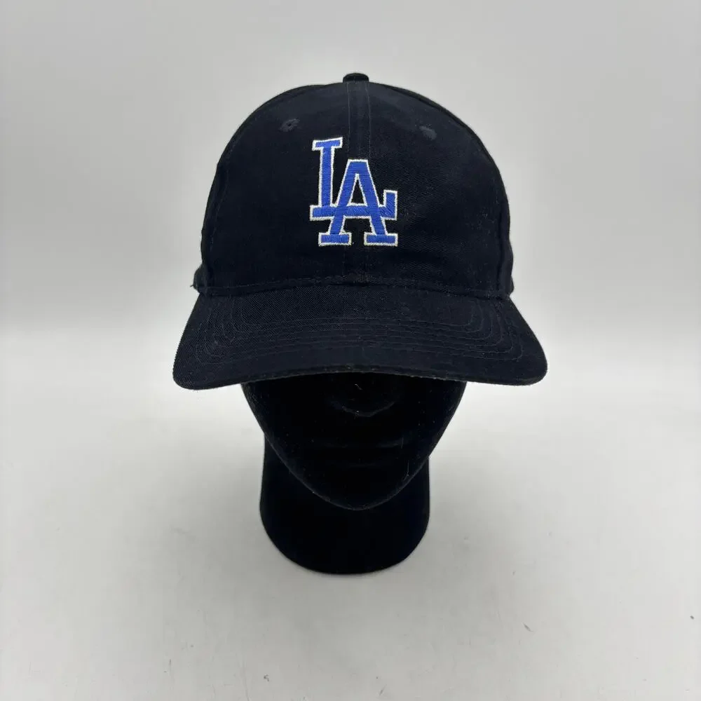 Vintage 90s Sports Specialties LA Dodgers Black Dome Strapback Hat Cap Retro